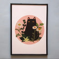 A4 Print - Black Cat in Bloom