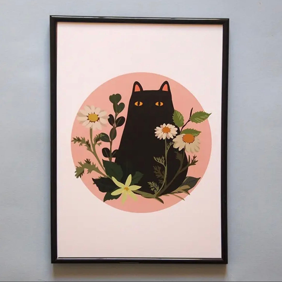 A4 Print - Black Cat in Bloom