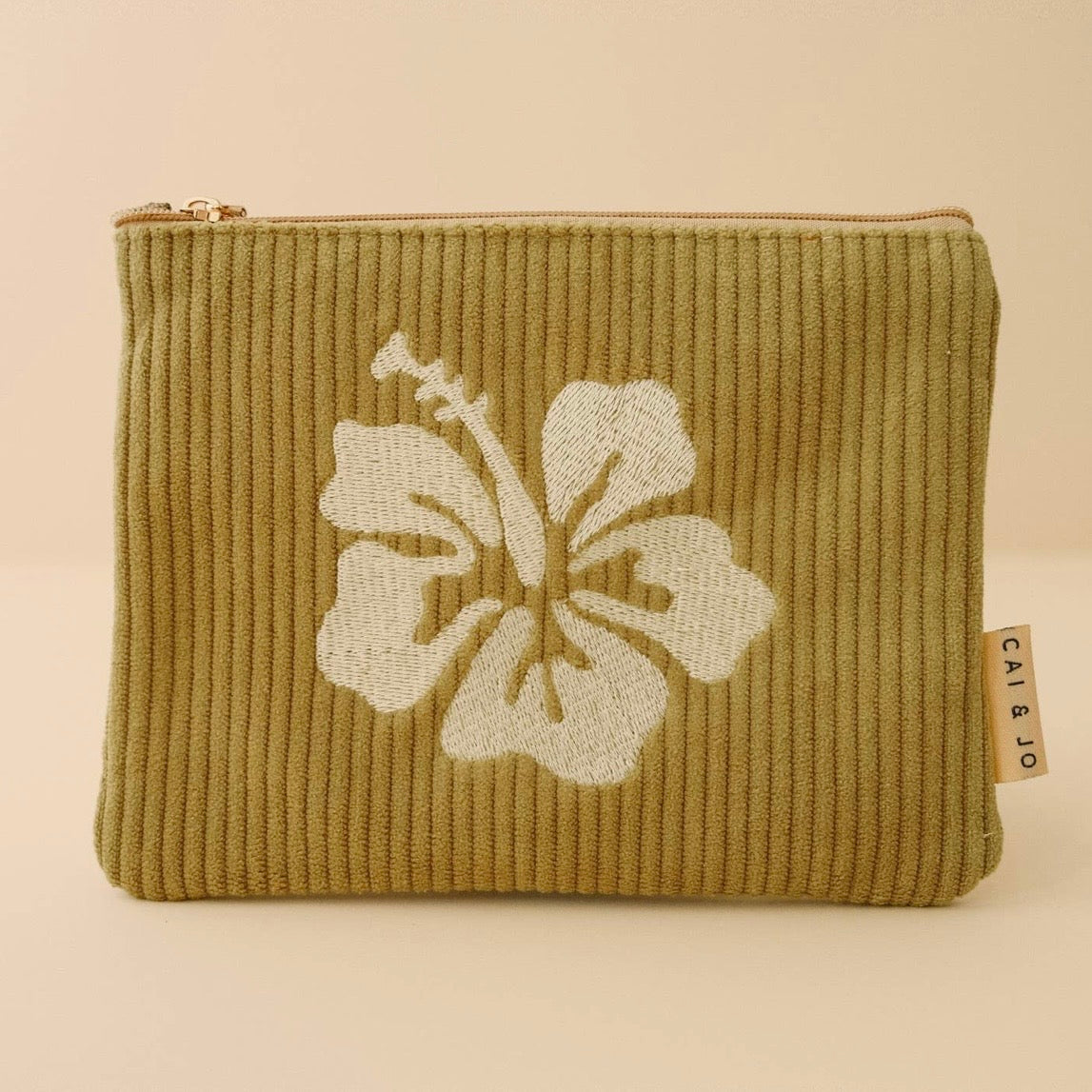 Besticke Cordtasche S - Olivgrün