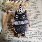 Anstecker aus Holz - Clown Cat