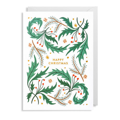 Grußkarte - Happy Christmas (Winterbeere)