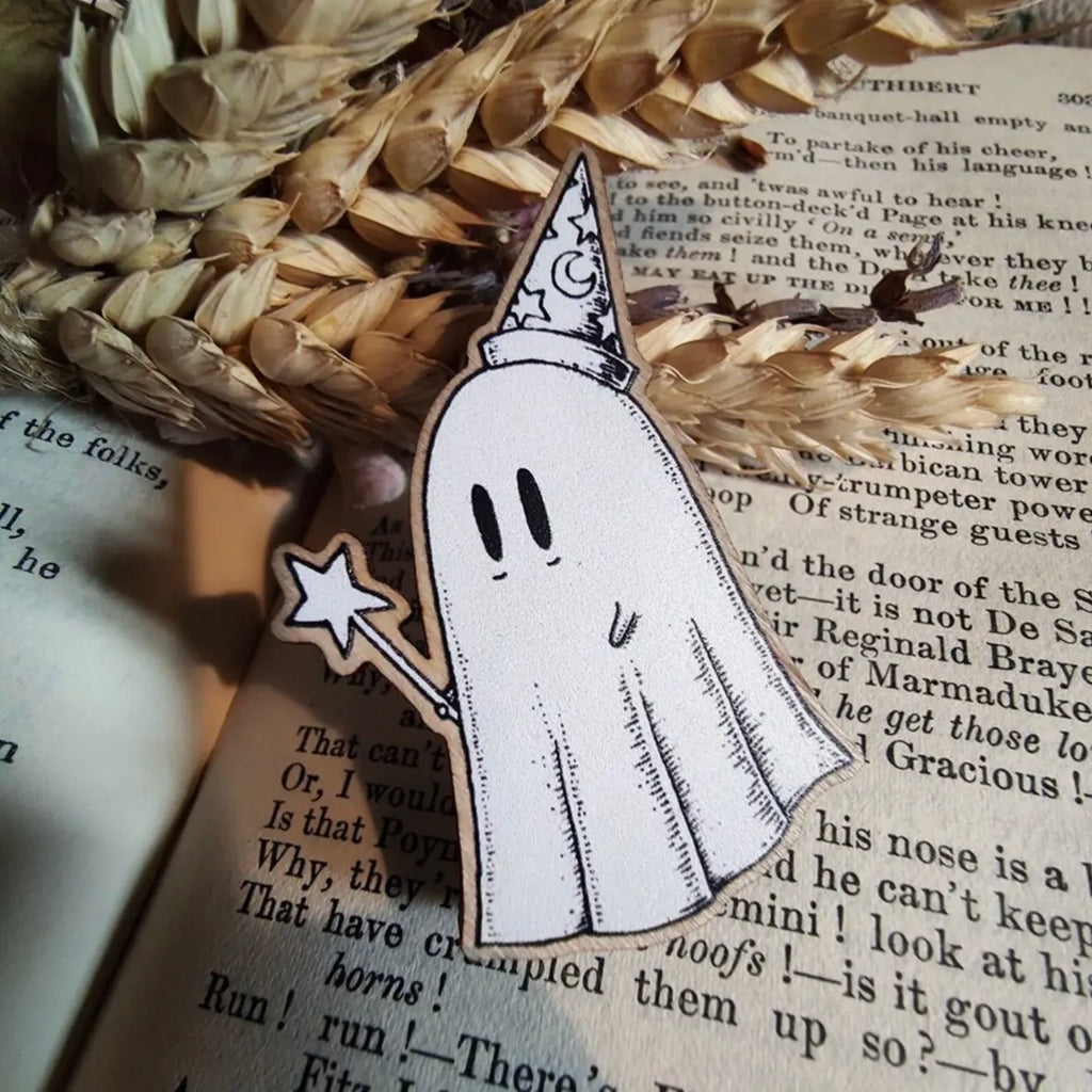 Anstecker aus Holz - Wizard Ghost