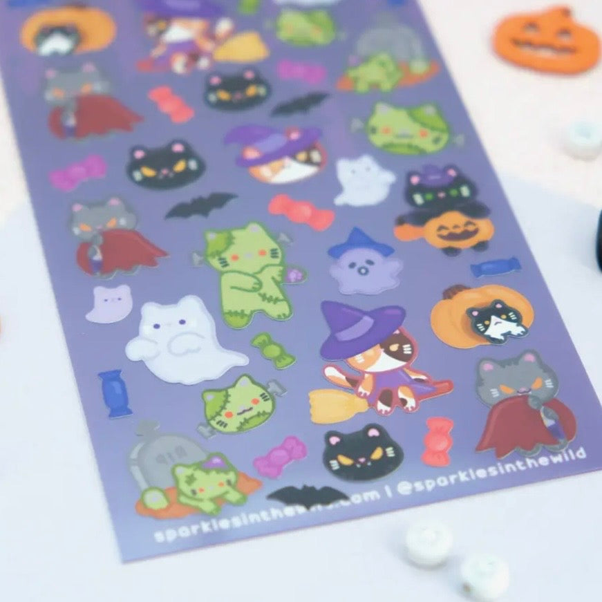 Stickerbogen - Spooky Cats and Creatures