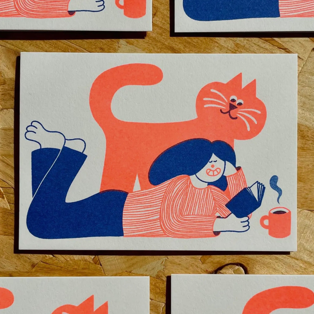 Grußkarte - Reading Cat