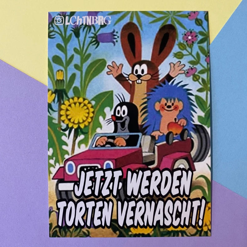 Postkarte - Jetzt werden Torten vernascht