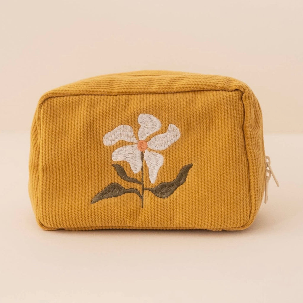 Besticke Cordtasche M - Goldgelb