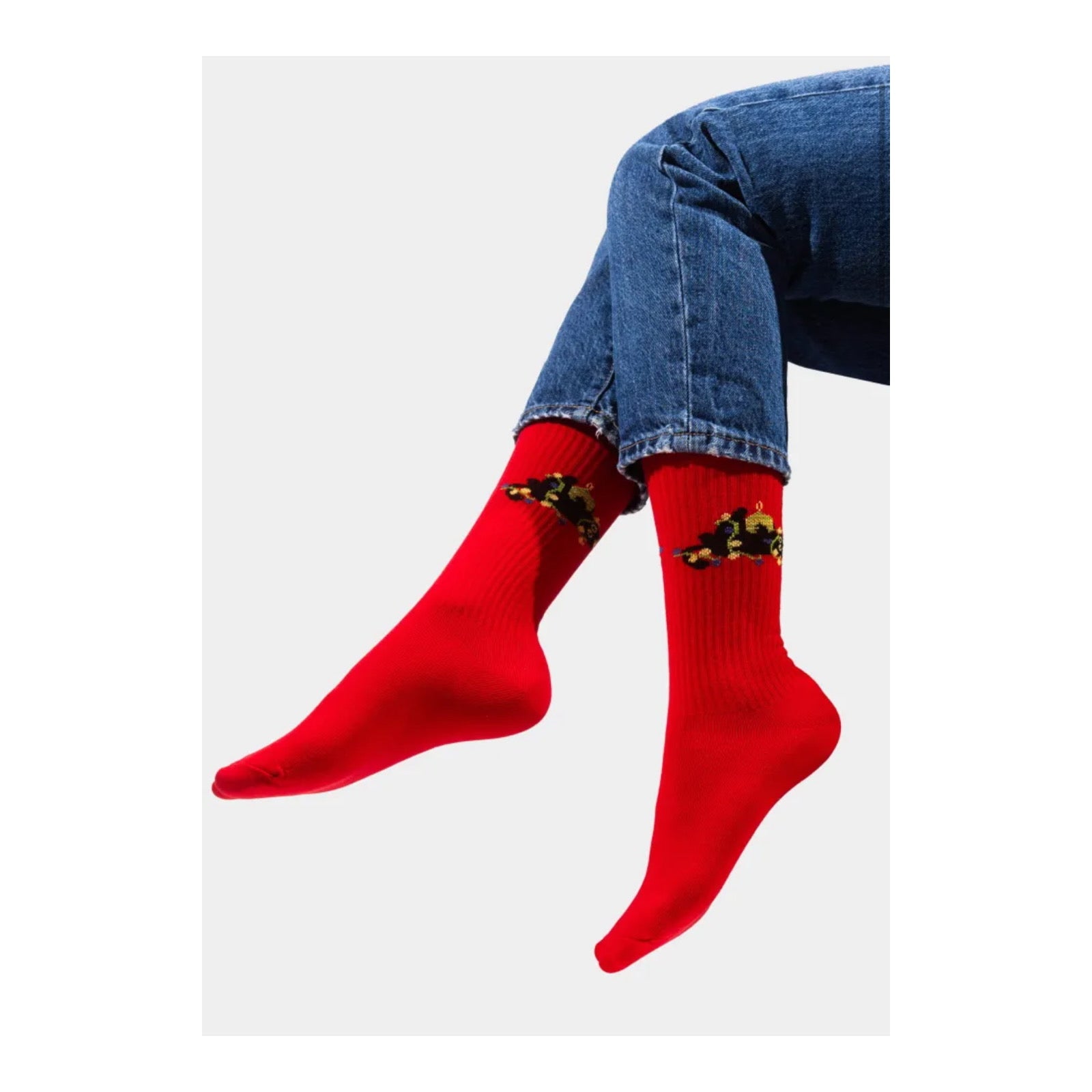 Sport Socken - Katze mit Lichterkette
