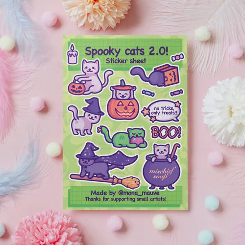 Stickerbogen - Spooky Cats 2.0