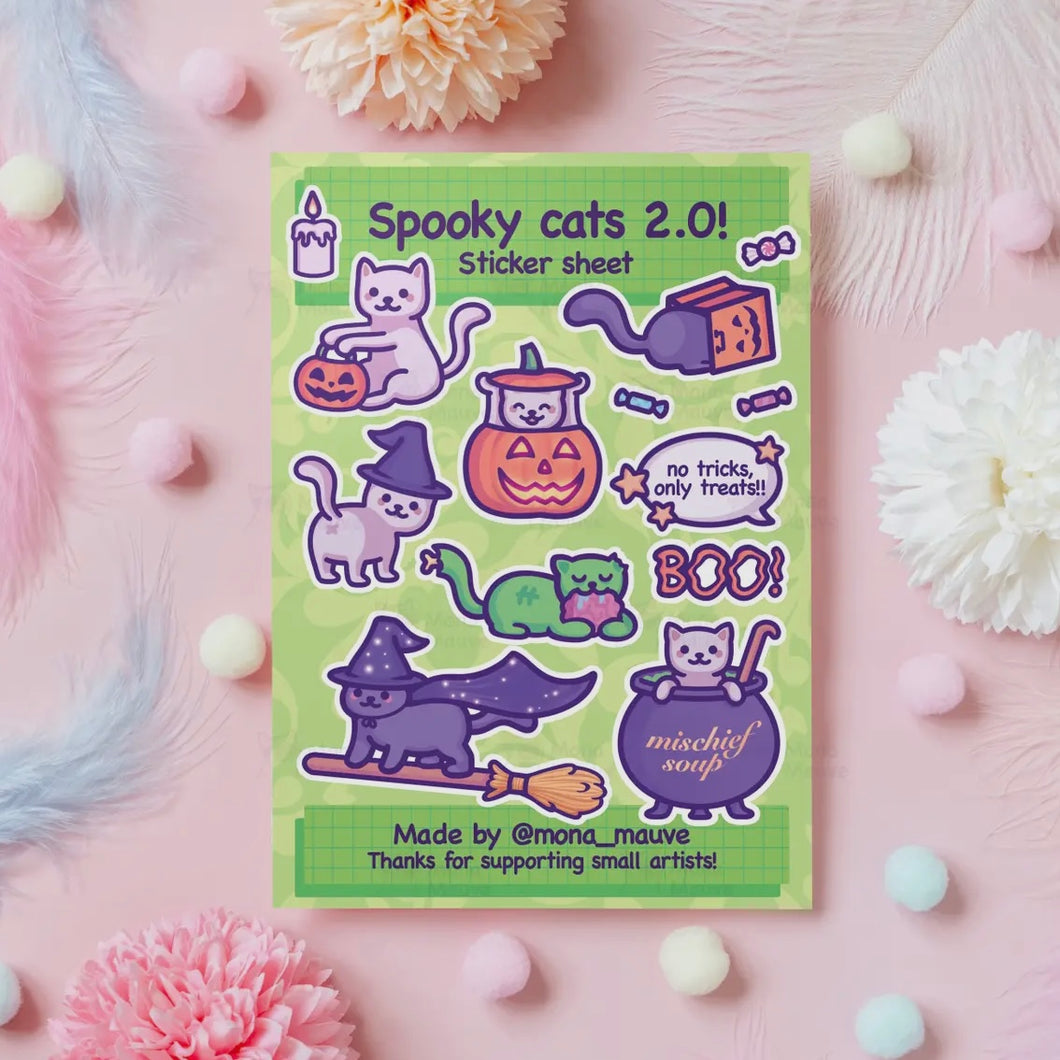 Stickerbogen - Spooky Cats 2.0