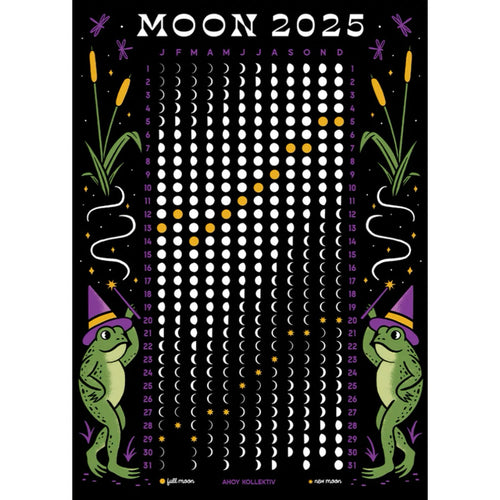 Mond Phasen Kalender 2025 - A4 Print