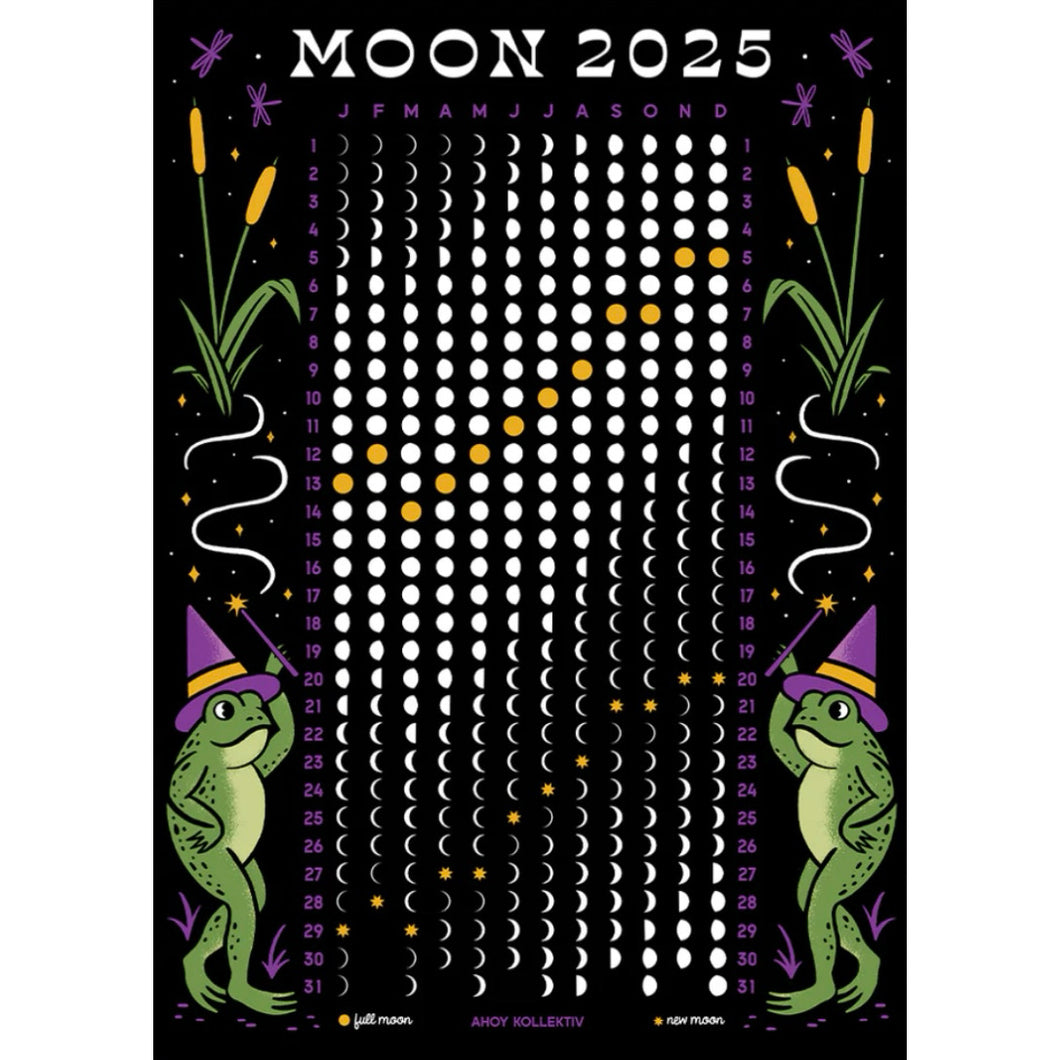 Mond Phasen Kalender 2025 - A4 Print