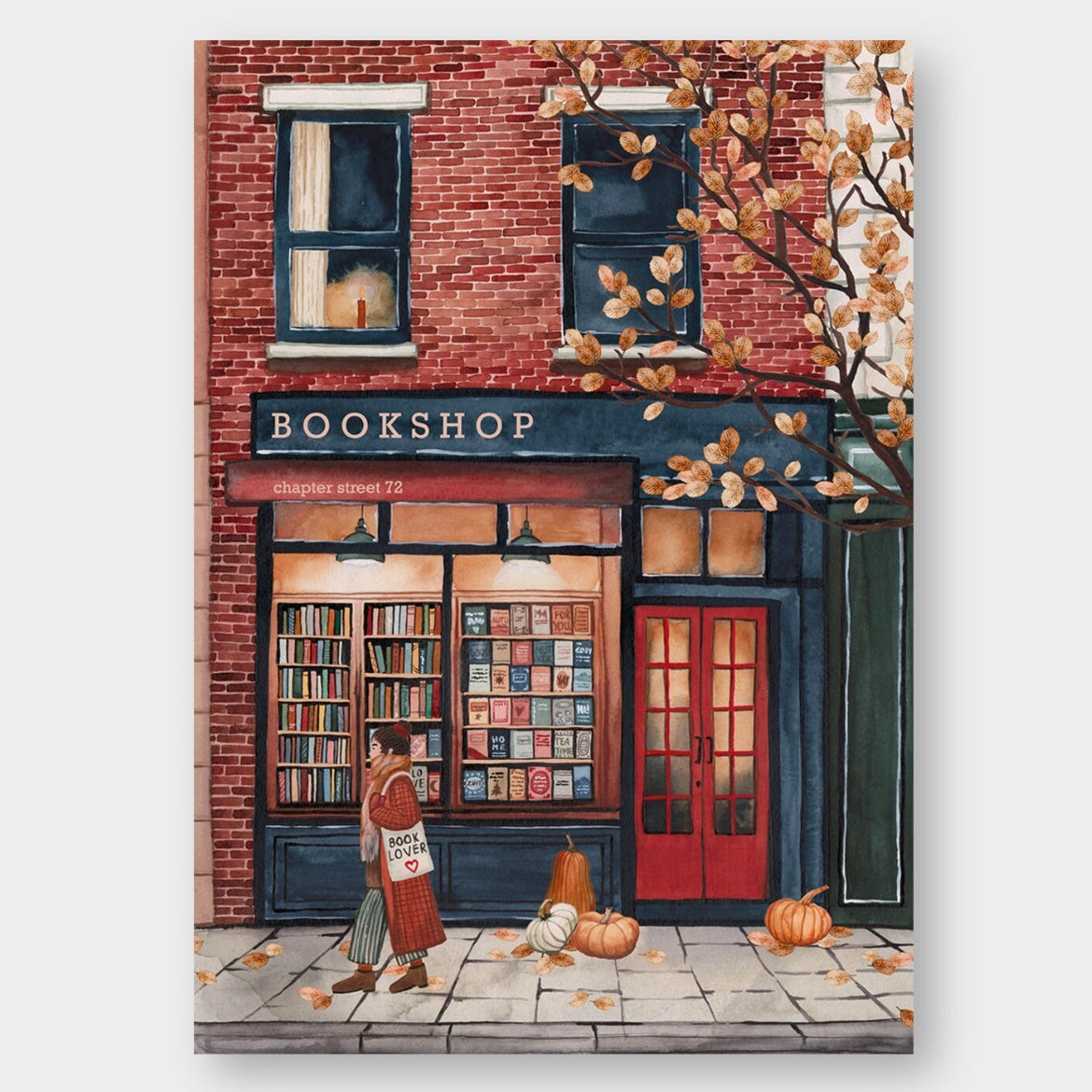 Postkarte - Bookshop (Herbst)