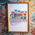 A4 Print - Cat and Flowers