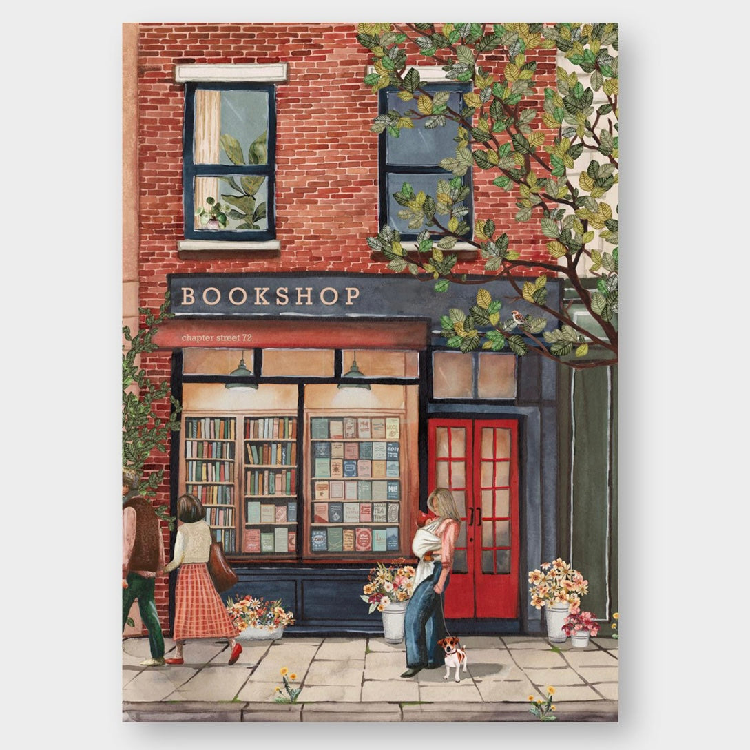 Postkarte - Bookshop (Frühling)