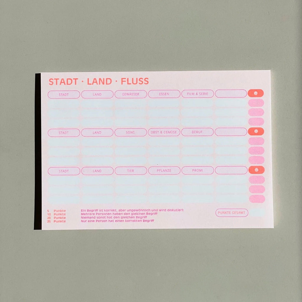 Spieleblock - Stadt Land Fluss