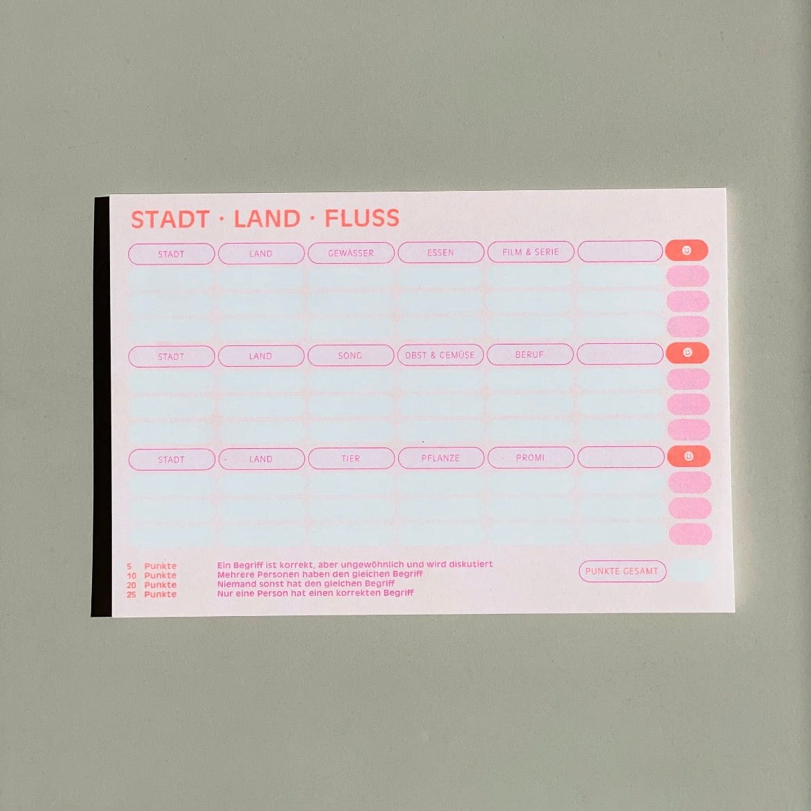 Spieleblock - Stadt Land Fluss