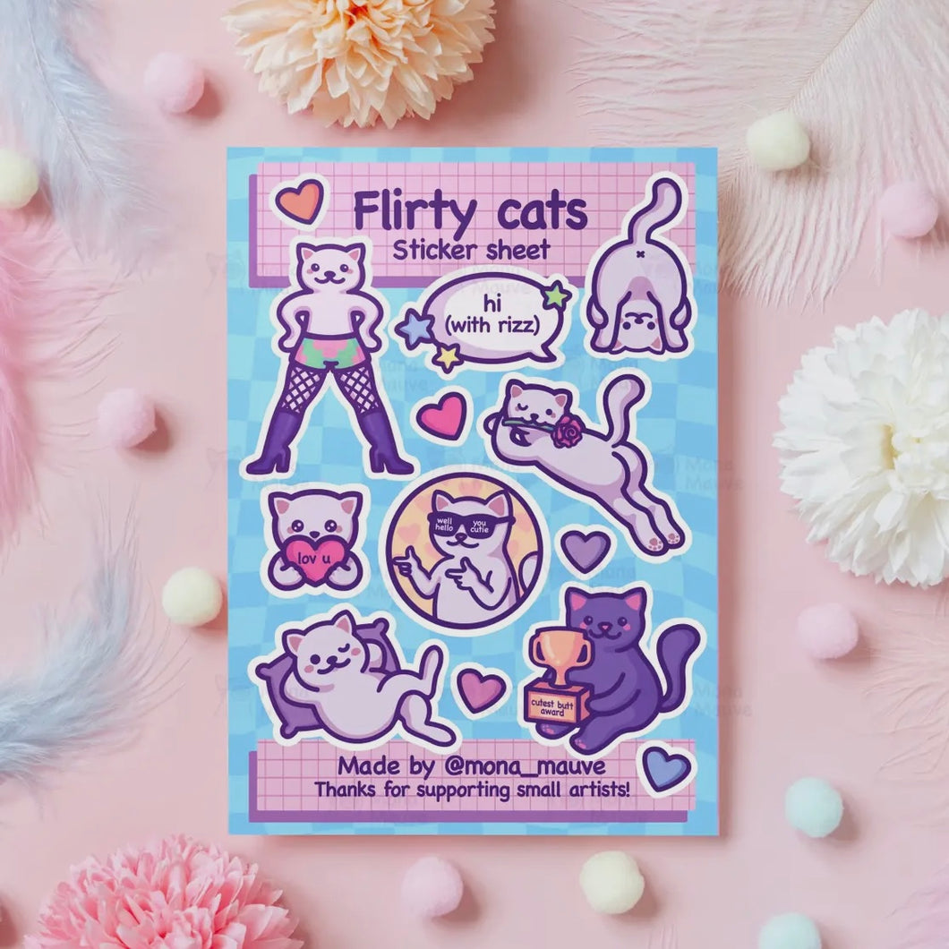 Stickerbogen - Flirty Cats