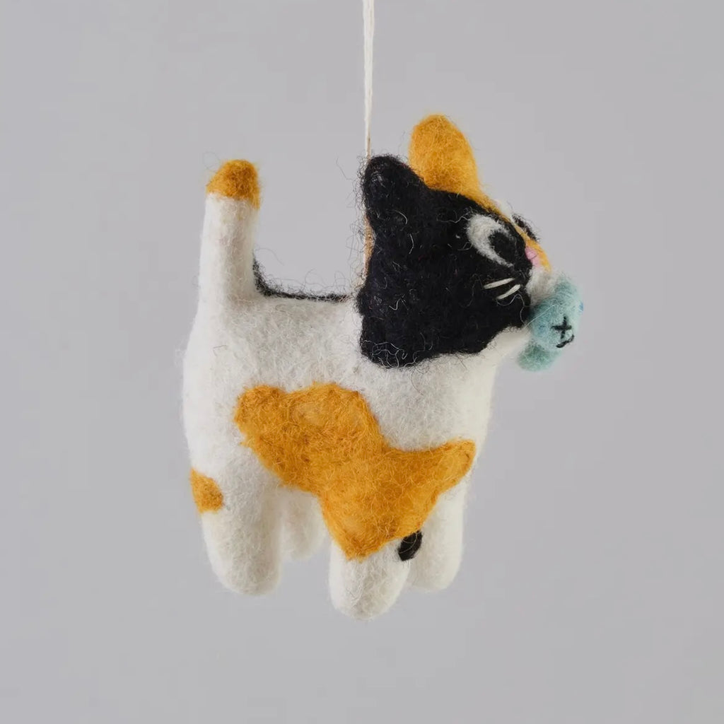 Anhänger aus Filz - Katze mit Fisch