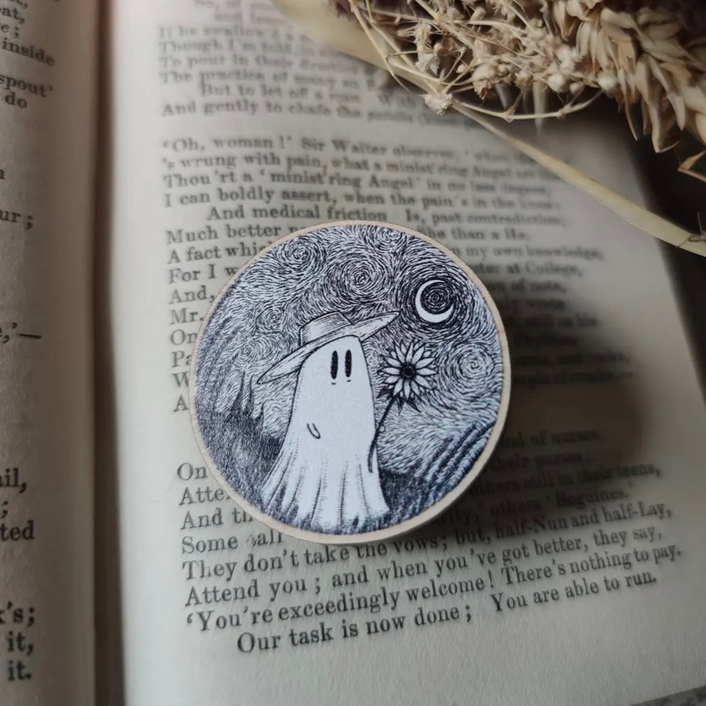 Anstecker aus Holz - Vincent Van Ghost