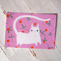 A4 Print - White Cat with Oranges