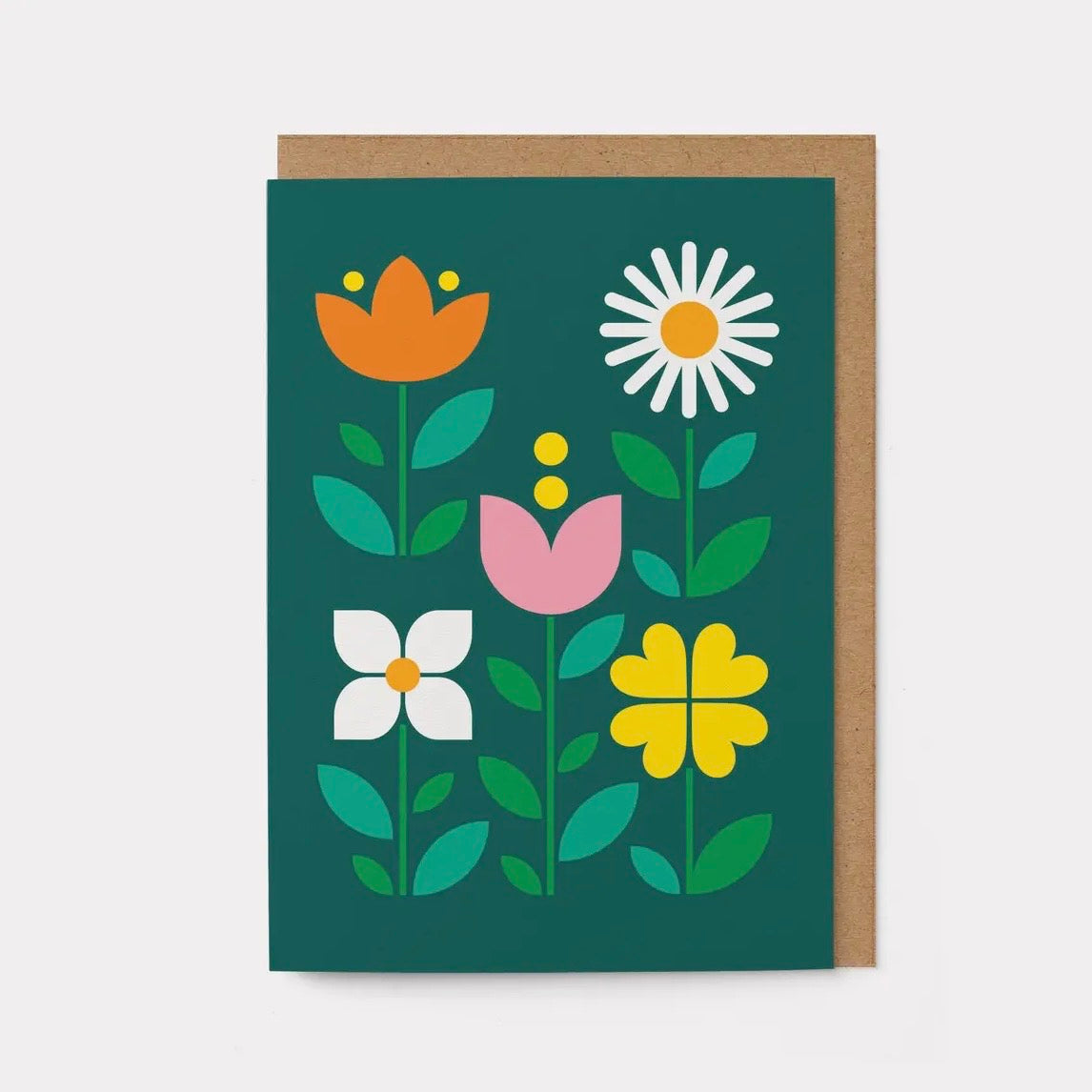 Grußkarte - Retro Blumen