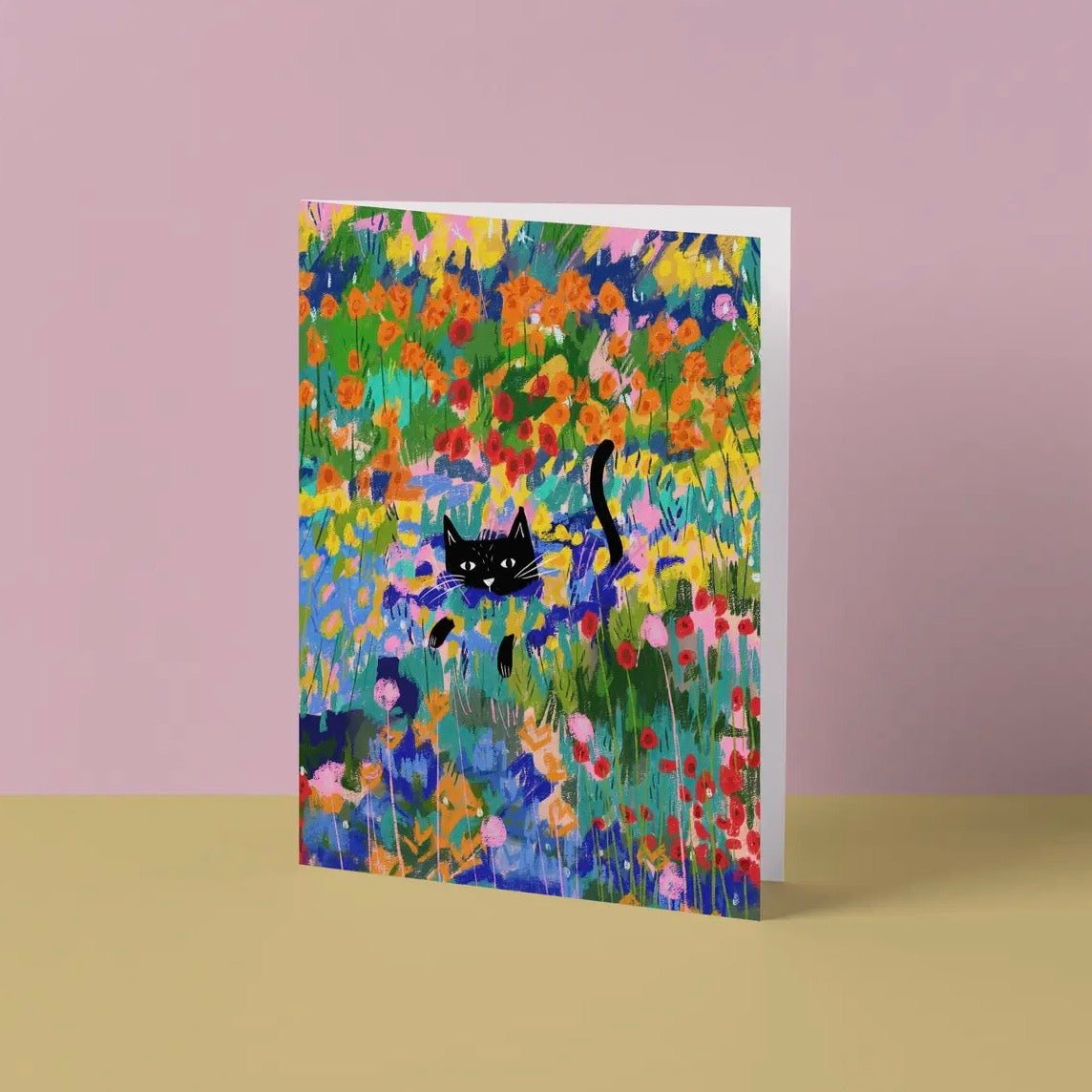 Grußkarte - Cat in the Garden