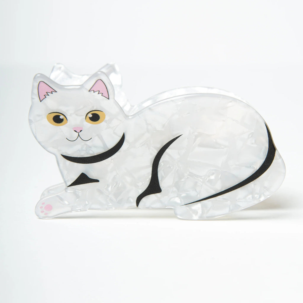 Haarspange - Weiße Katze