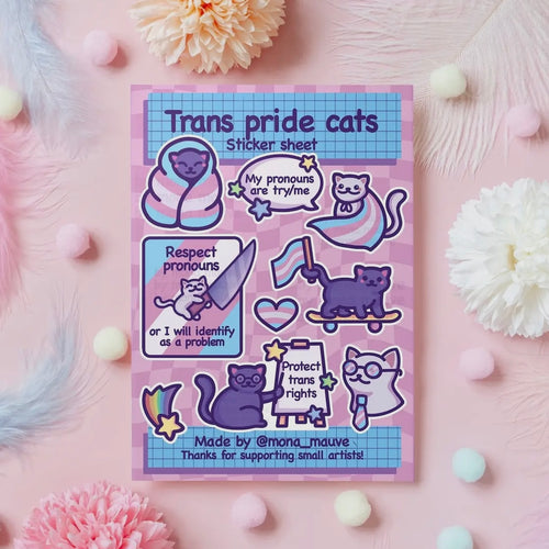 Stickerbogen - Trans Pride Cats