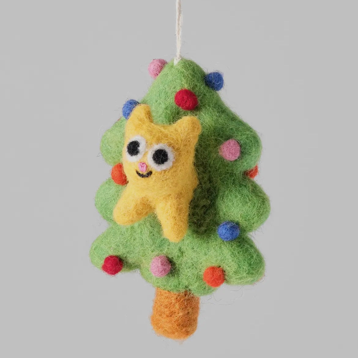 Anhänger aus Filz - Katze im Baum