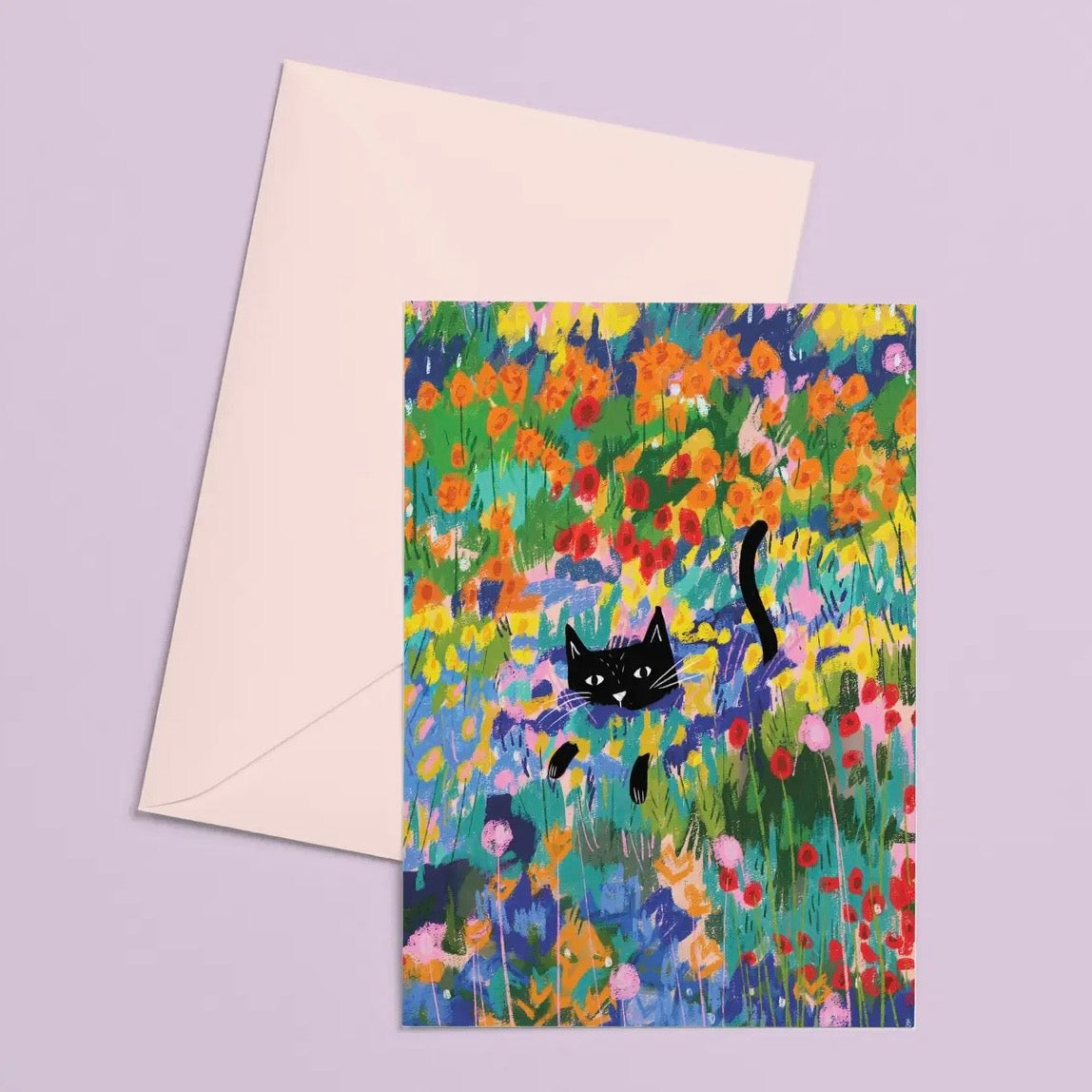 Grußkarte - Cat in the Garden