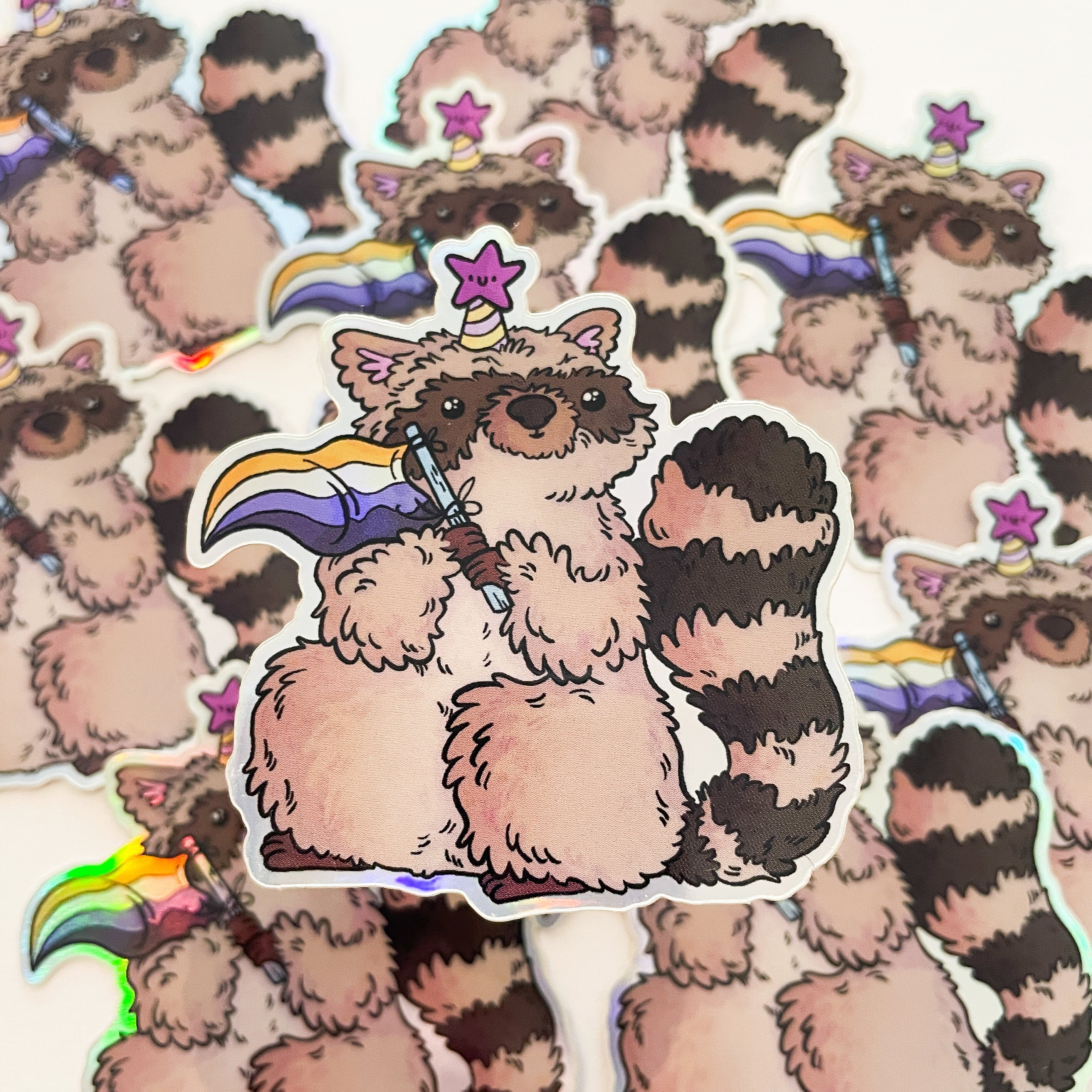 Sticker - Enby Racoon