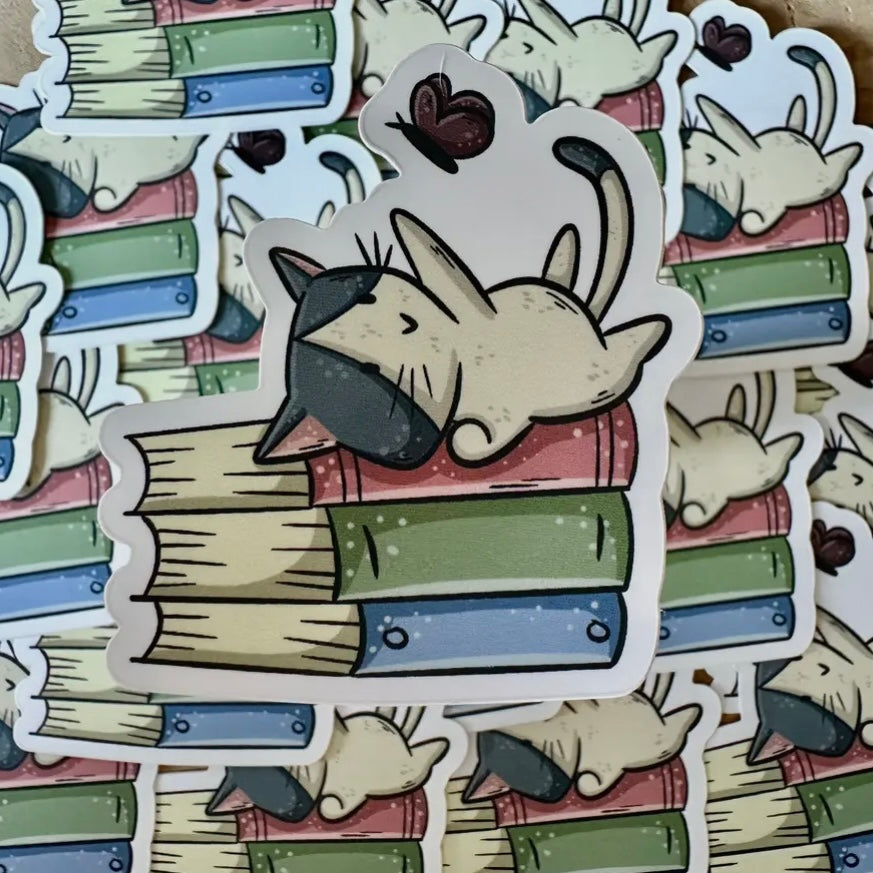 Aufkleber - Buchkatze