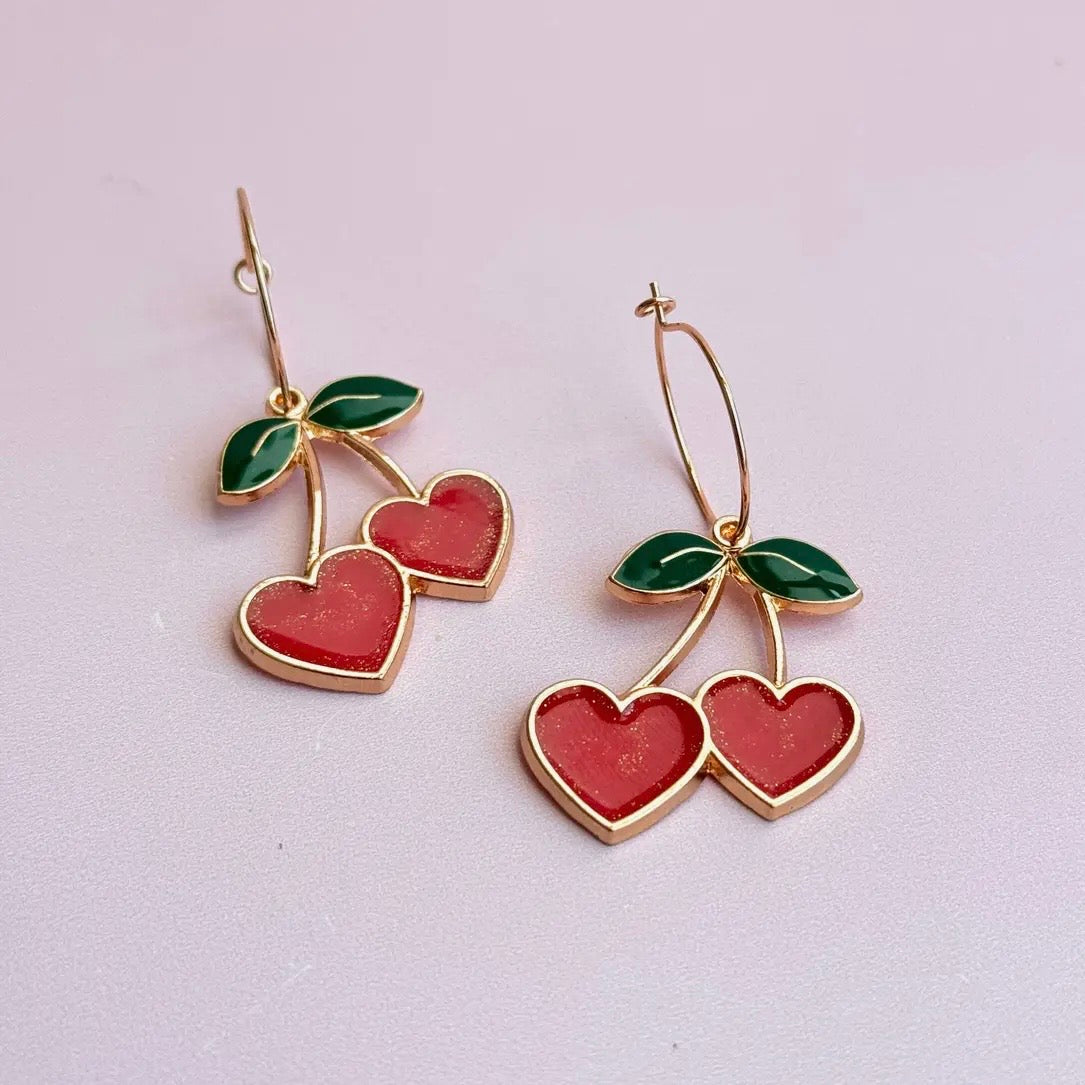 Ohrringe - Cherry Heart Hoops