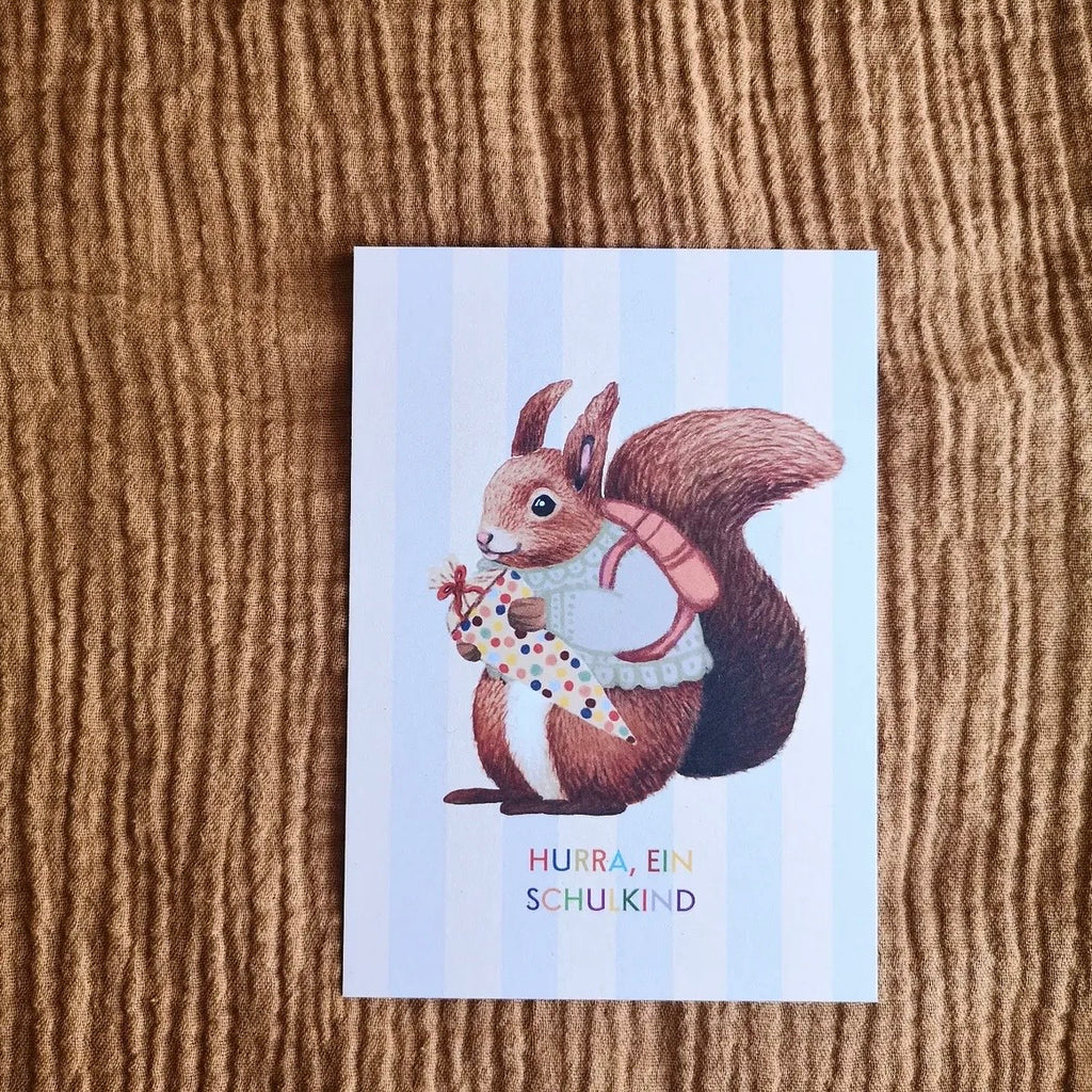 Postkarte - Schulkind Eichhörnchen