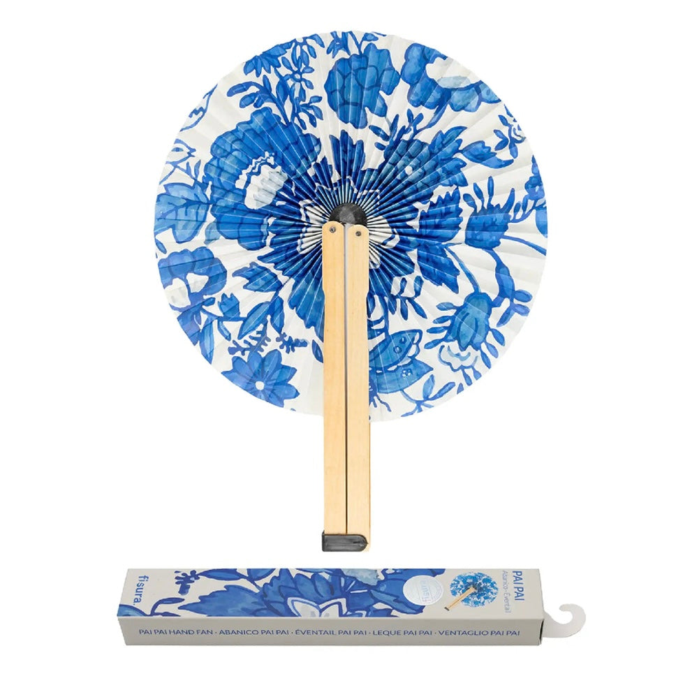 Pai Pai Fächer - Blaue Blumen