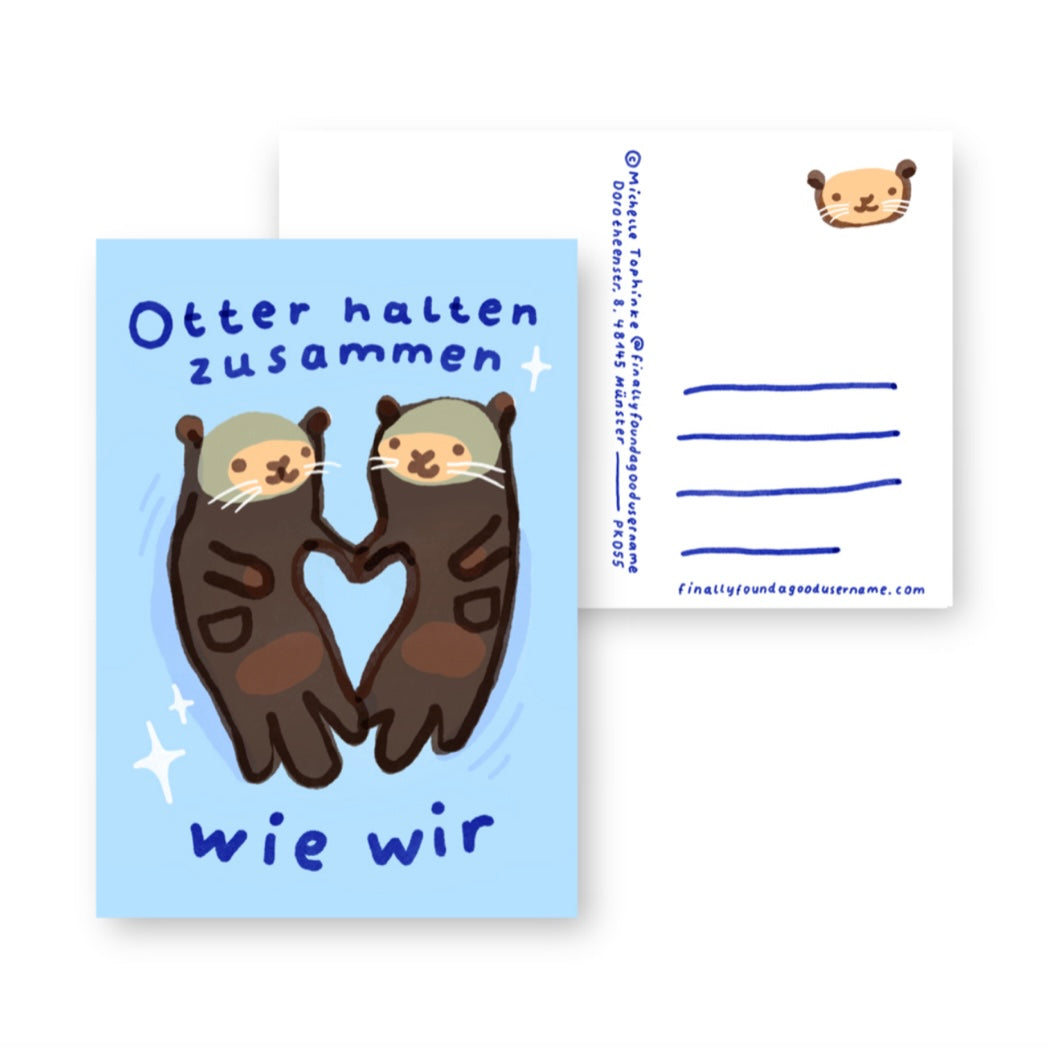 Postkarte - Otter Halten Zusammen