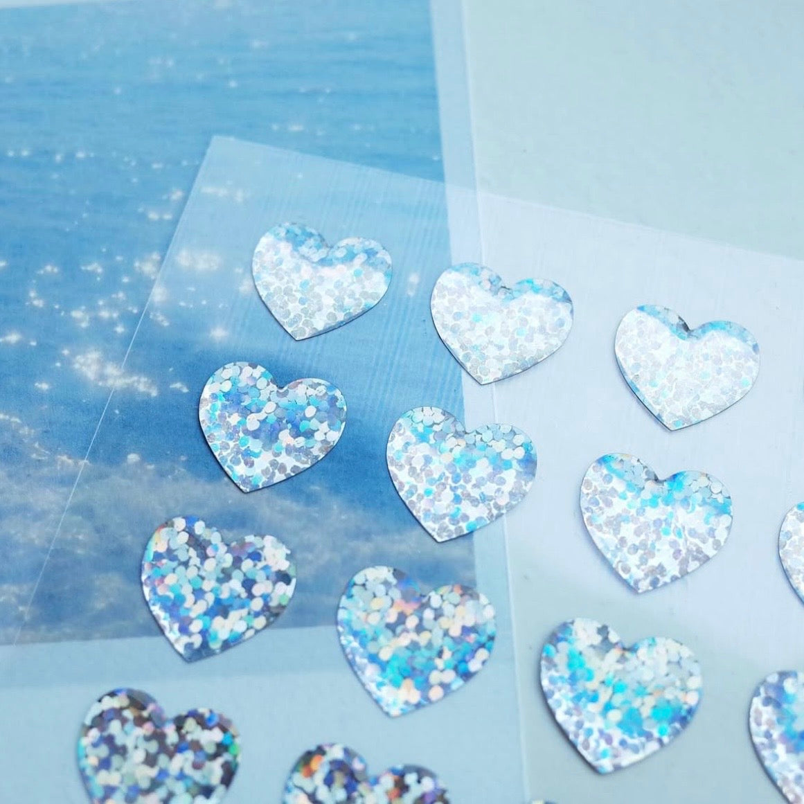 Stickerbogen - Silver Hearts