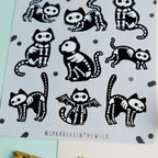 Stickerbogen - Skeleton Cats