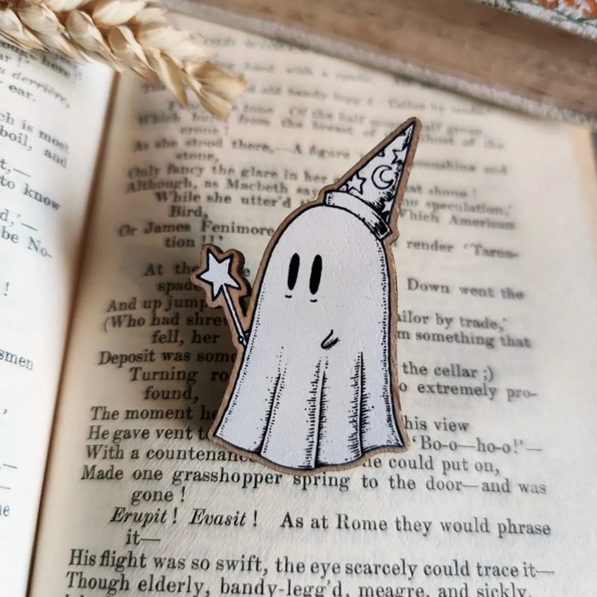 Anstecker aus Holz - Wizard Ghost