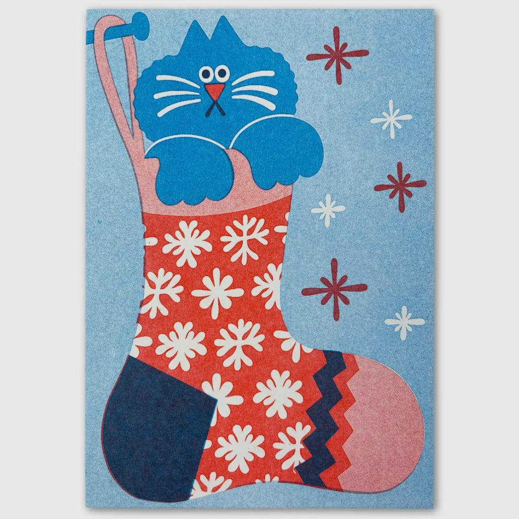 Grußkarte - Cat Stocking