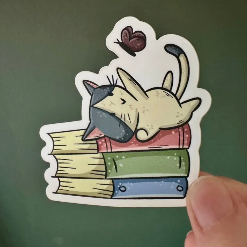 Aufkleber - Buchkatze