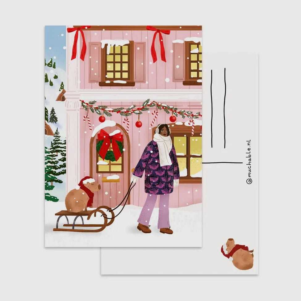 Postkarte - Capybara im Schnee