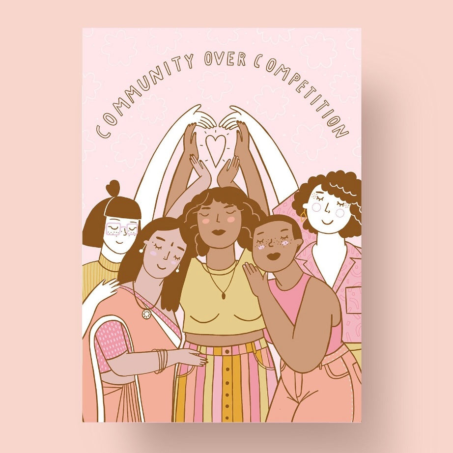 Postkarte - Community Over Competition