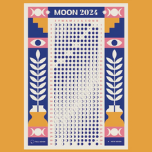 Mond Phasen Kalender 2024 - A4 Print