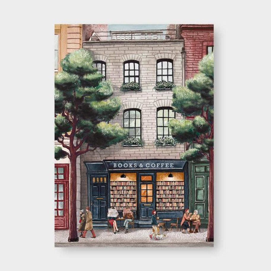 Postkarte - Books & Coffee