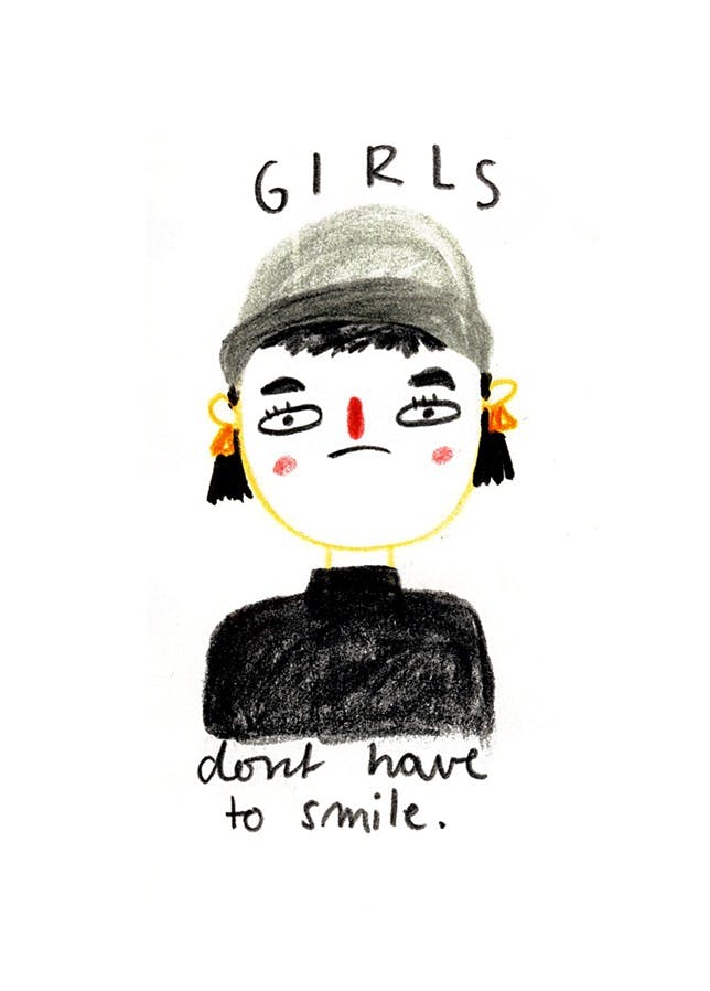 Postkarte - Girls Dont Have To Smile