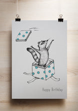 Postkarte - Happy Birthday Racoon