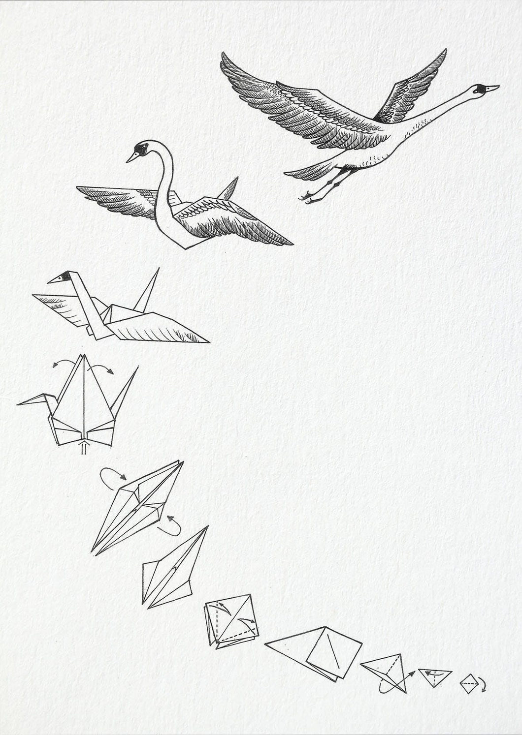 Postkarte - Origami Schwan