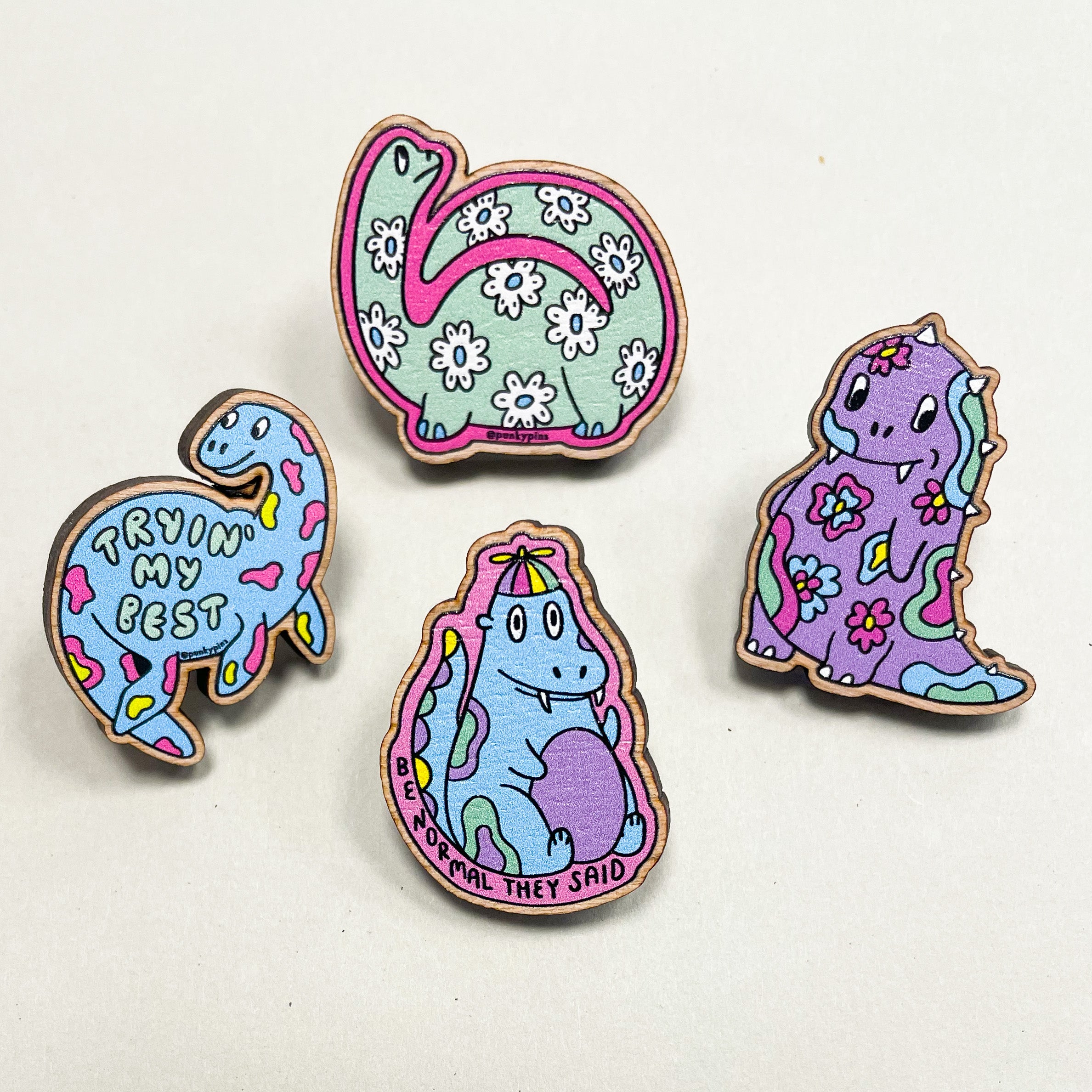 Pin aus Holz - Dinosaur