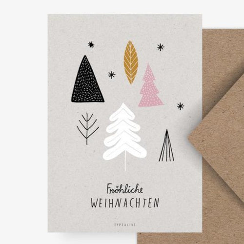 Postcard - Fröhliche Weihnachten Trees